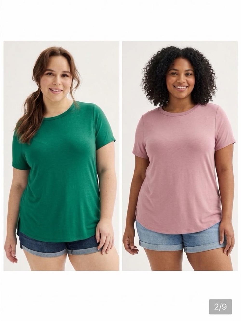 SO Women's Plus 2X Crew Neck T-Shirt Lot (2) Pink Green Short Sleeve NWT tees